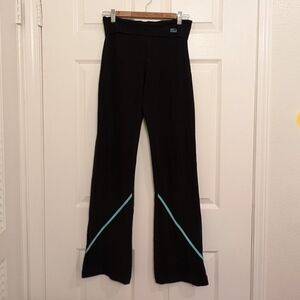 Y2K BECCA Fold Over Yoga Pants Women Flare Leggings Low Rise Black Baddie